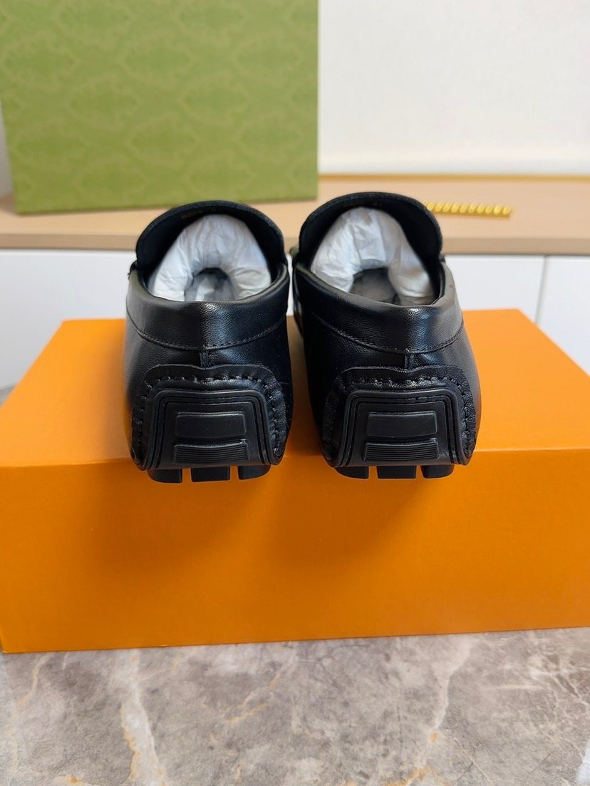 Fendi Black Metal-Bar Loafers — back