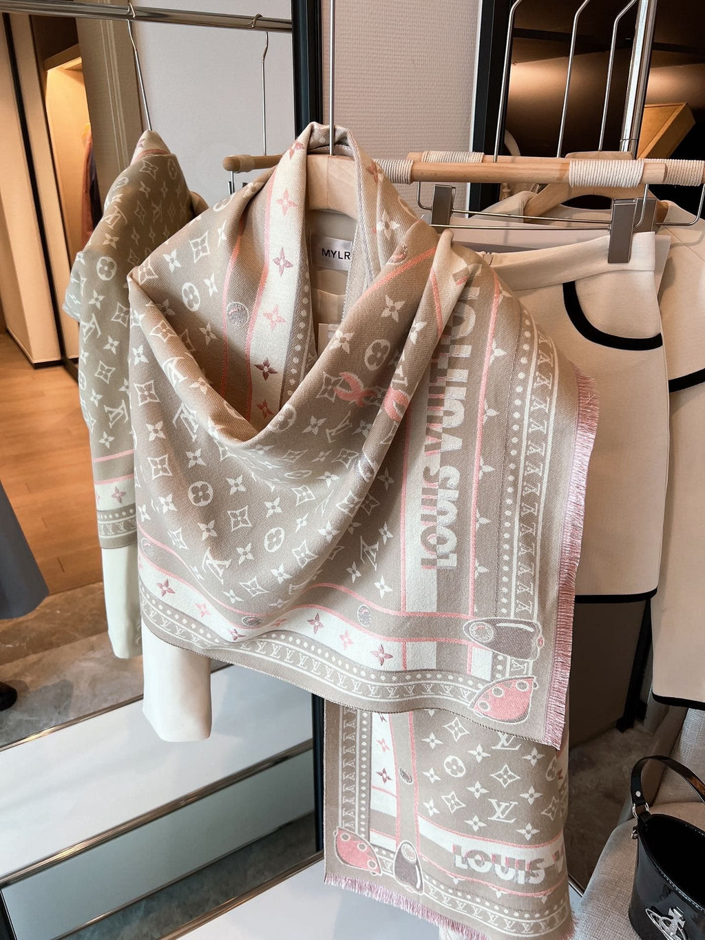 Louis Vuitton Taupe Monogram Fashion Scarf — hero