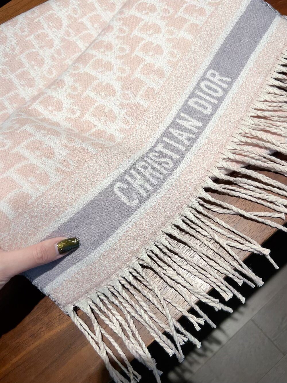 Dior Monogram Fringed Scarf — detail