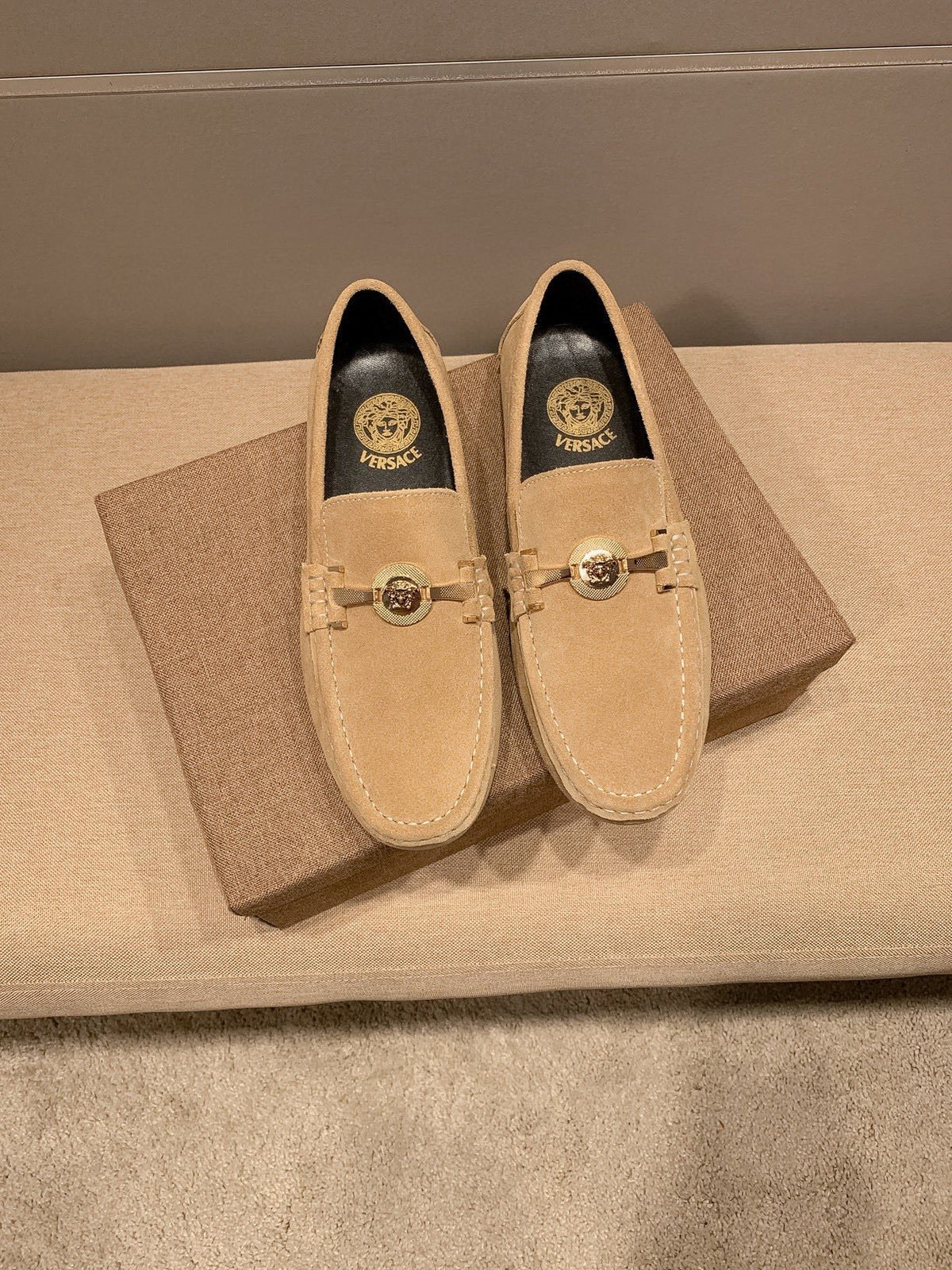 Versace Tan Hardware Loafers — hero
