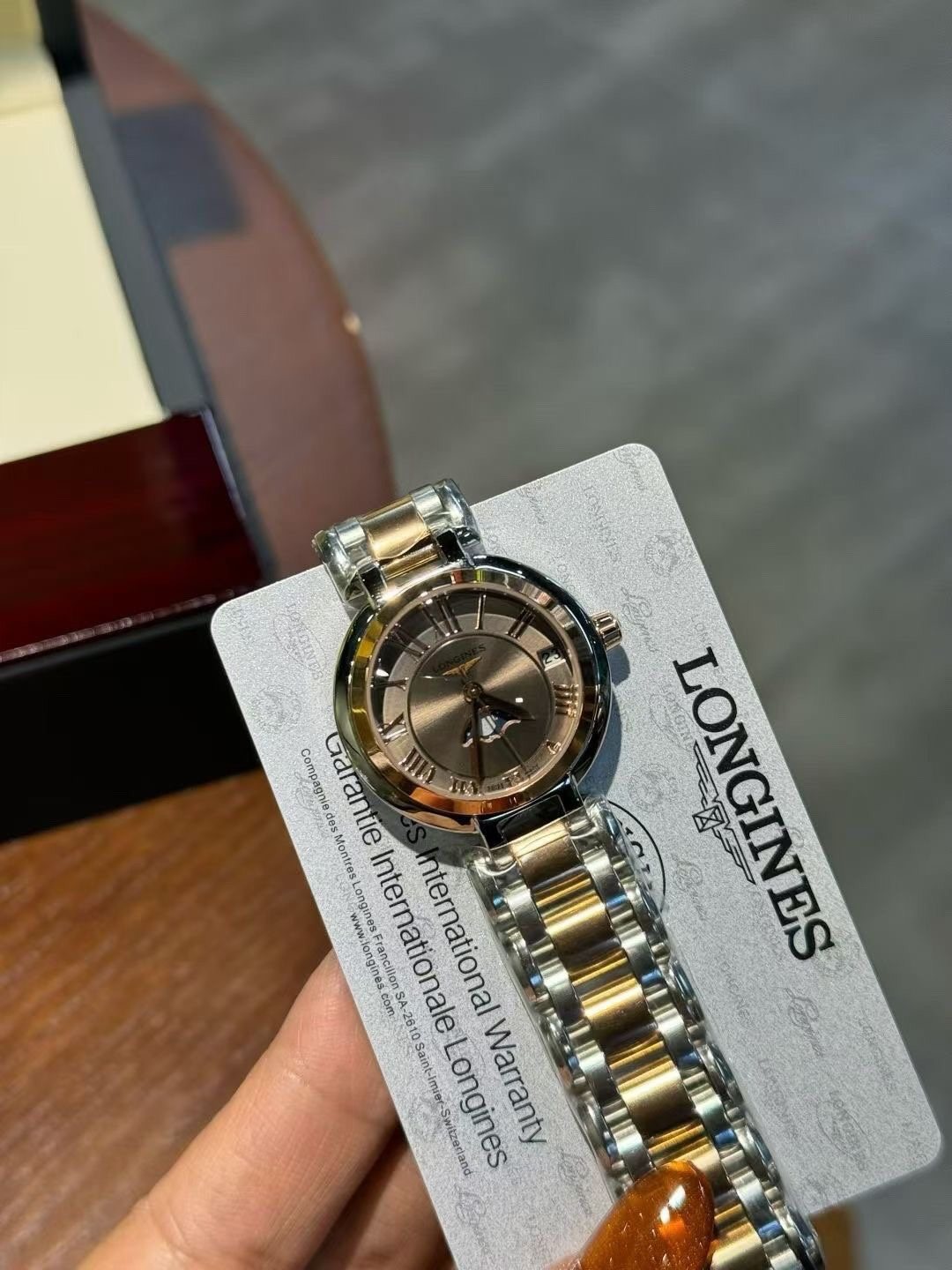Longines Brown Dial Two-Tone Watch — front