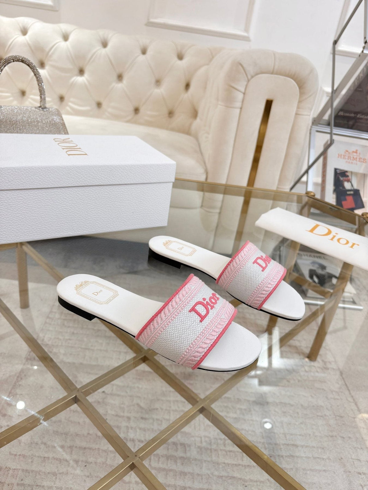 Dior Logo Strap Slide Sandals — back