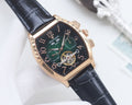 Patek Philippe Rose Gold Black Green Dial Strap Watch — hero