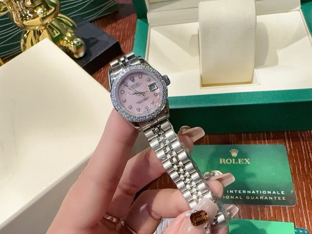 Rolex Pink Dial Watch — front