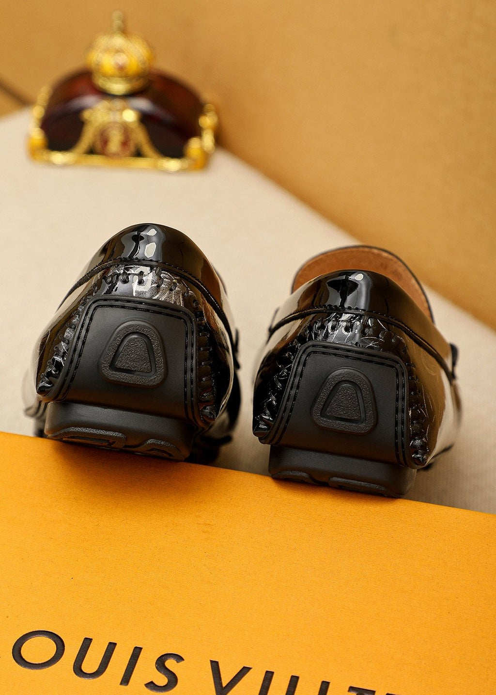Louis Vuitton Black Floral-Embossed Buckle Loafers — back