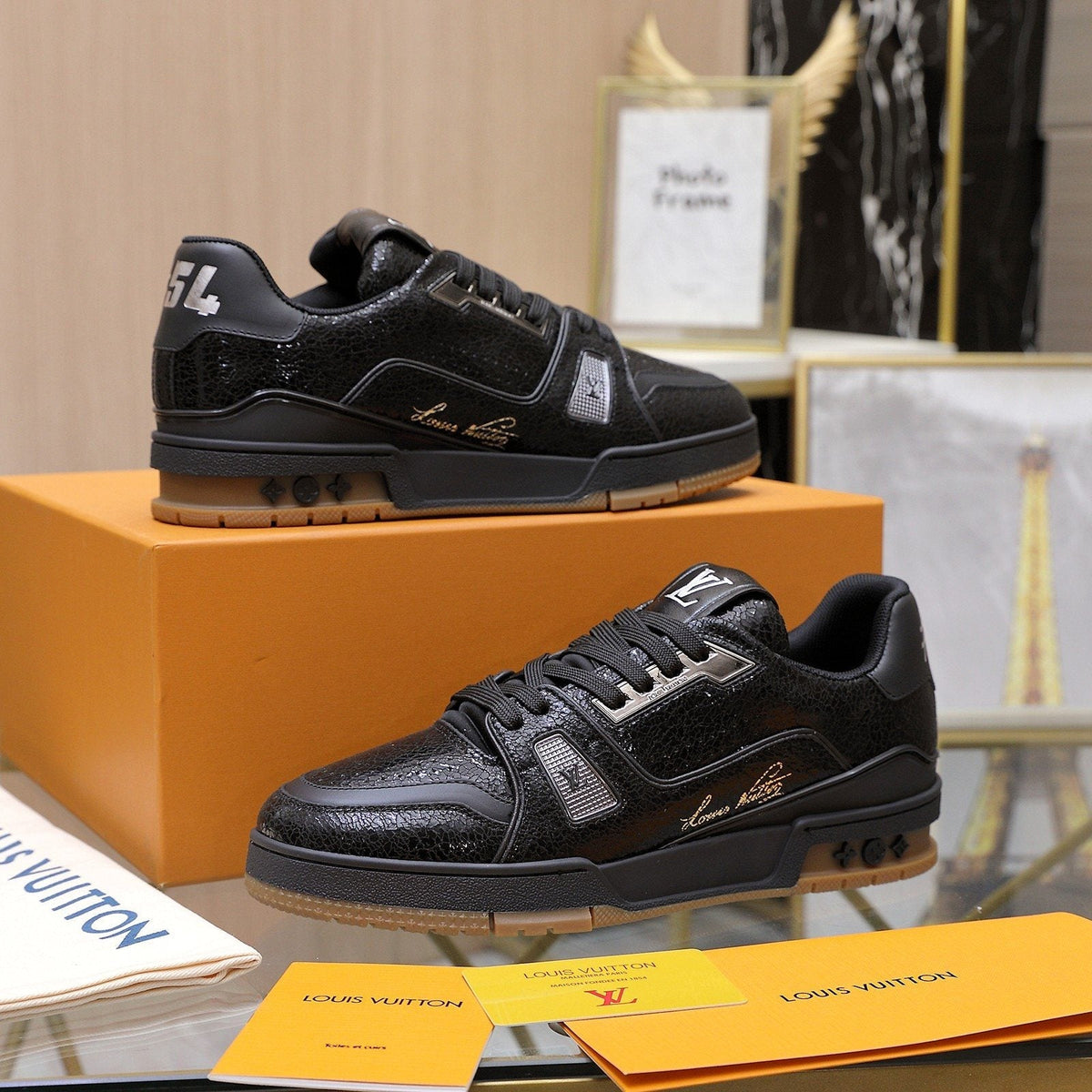 Louis Vuitton Metallic Crackle Low-Top Sneakers — side
